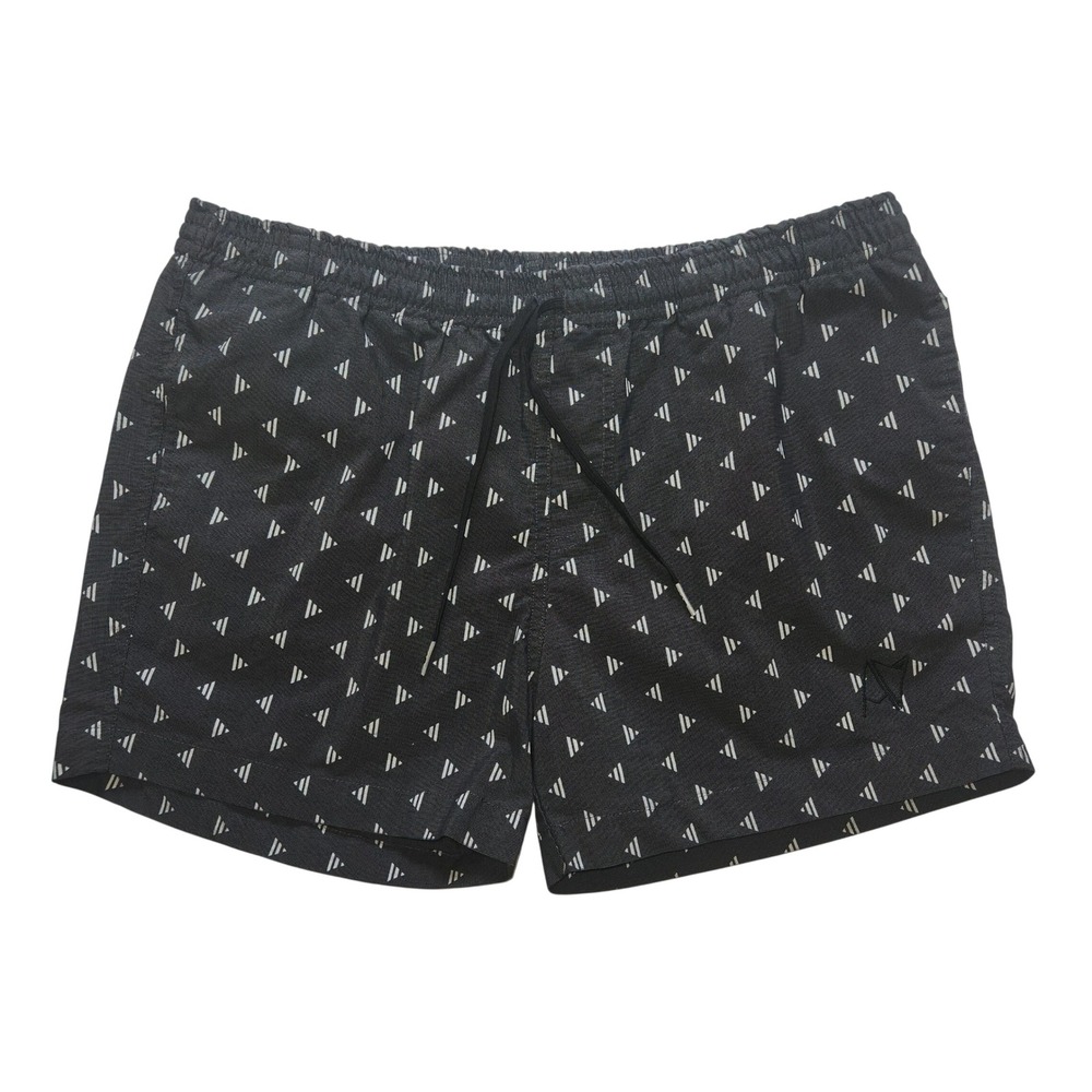 Androgynous Fox Pull On Shorts Large Black White Triangle Print Board Shorts